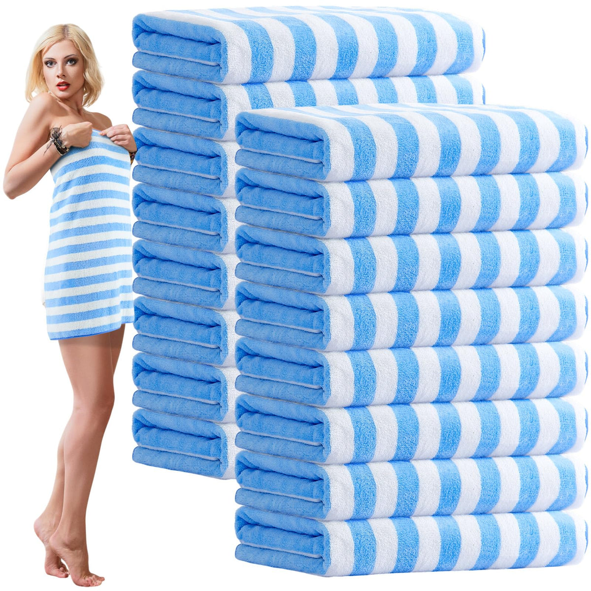 SmoothNovelty 16-pack microfiber bath towels, oversized 27x60, for quick-drying daily use.