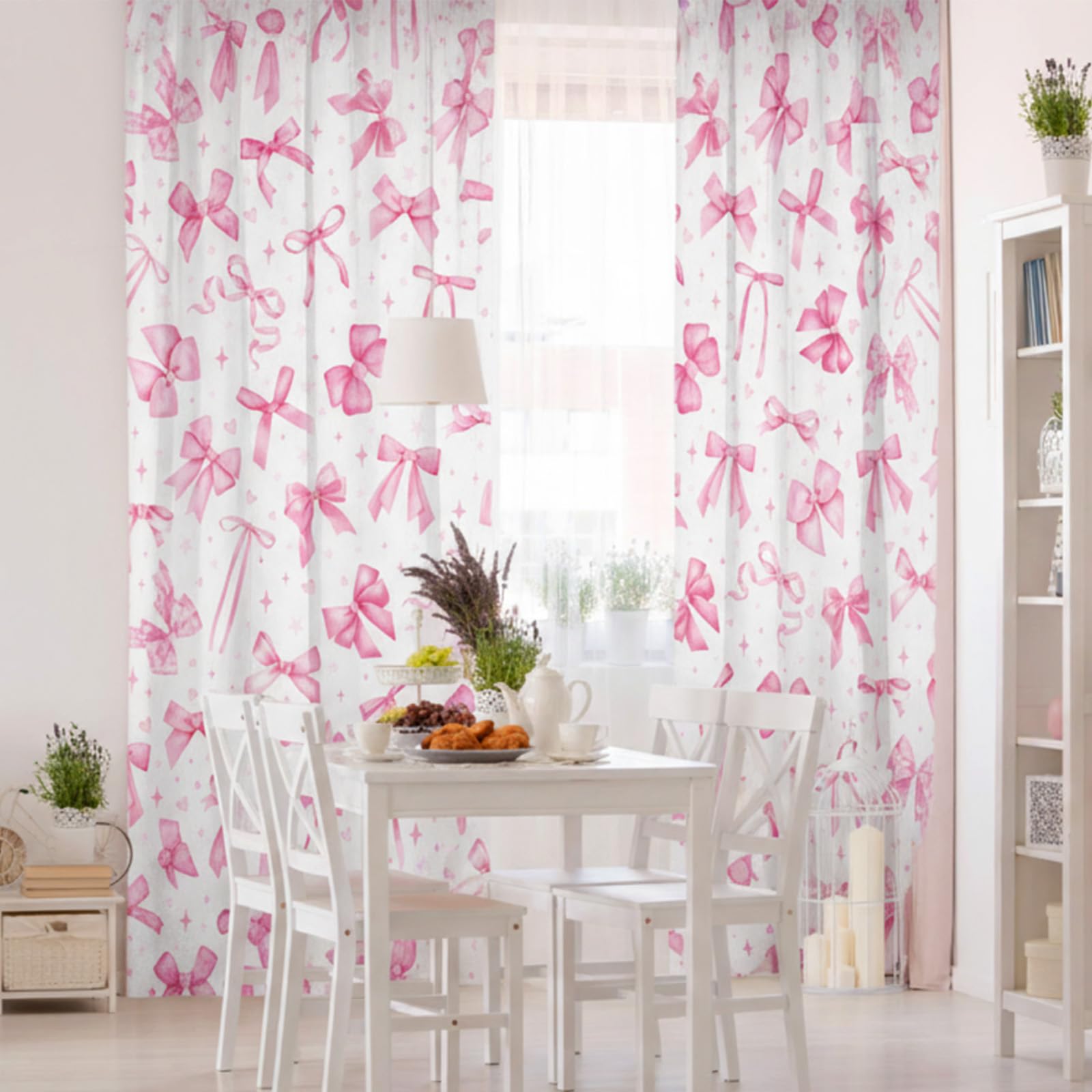 SmoothNovelty pink bow curtains suit bedrooms, living rooms, dorms, and parties.