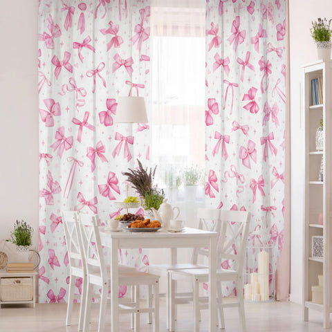 SmoothNovelty pink bow curtains suit bedrooms, living rooms, dorms, and parties.