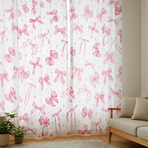 SmoothNovelty pink bow curtains resist fading and stay vibrant after washing.