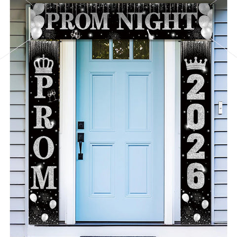 SmoothNovelty porch banner setup for a festive graduation welcome
