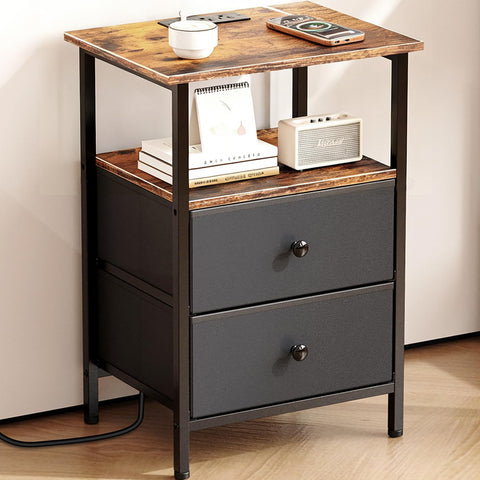 Smoproper nightstand charging-station close-up with outlets for easy bedside charging