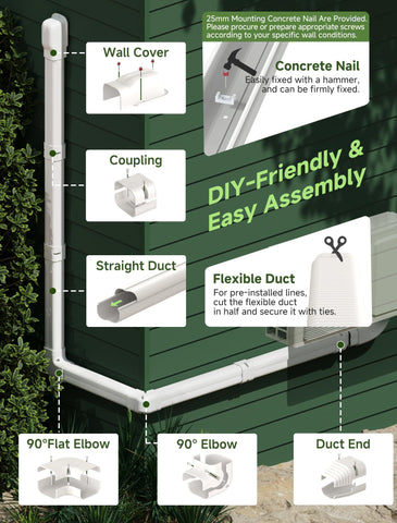 SMOQIO line set cover 3in 10ft includes installation accessories for customizable setup.