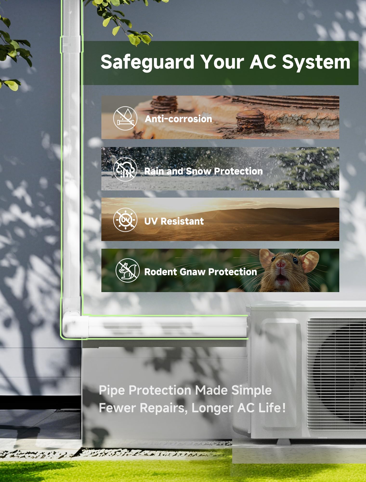 SMOQIO line set cover 3in 10ft is paintable to match exterior walls for a seamless look.