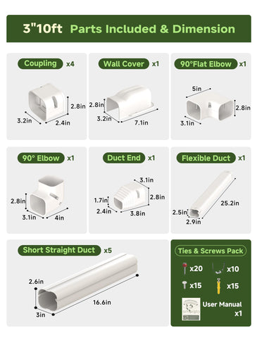 SMOQIO line set cover 3in 10ft protects pipes from weather and UV exposure.