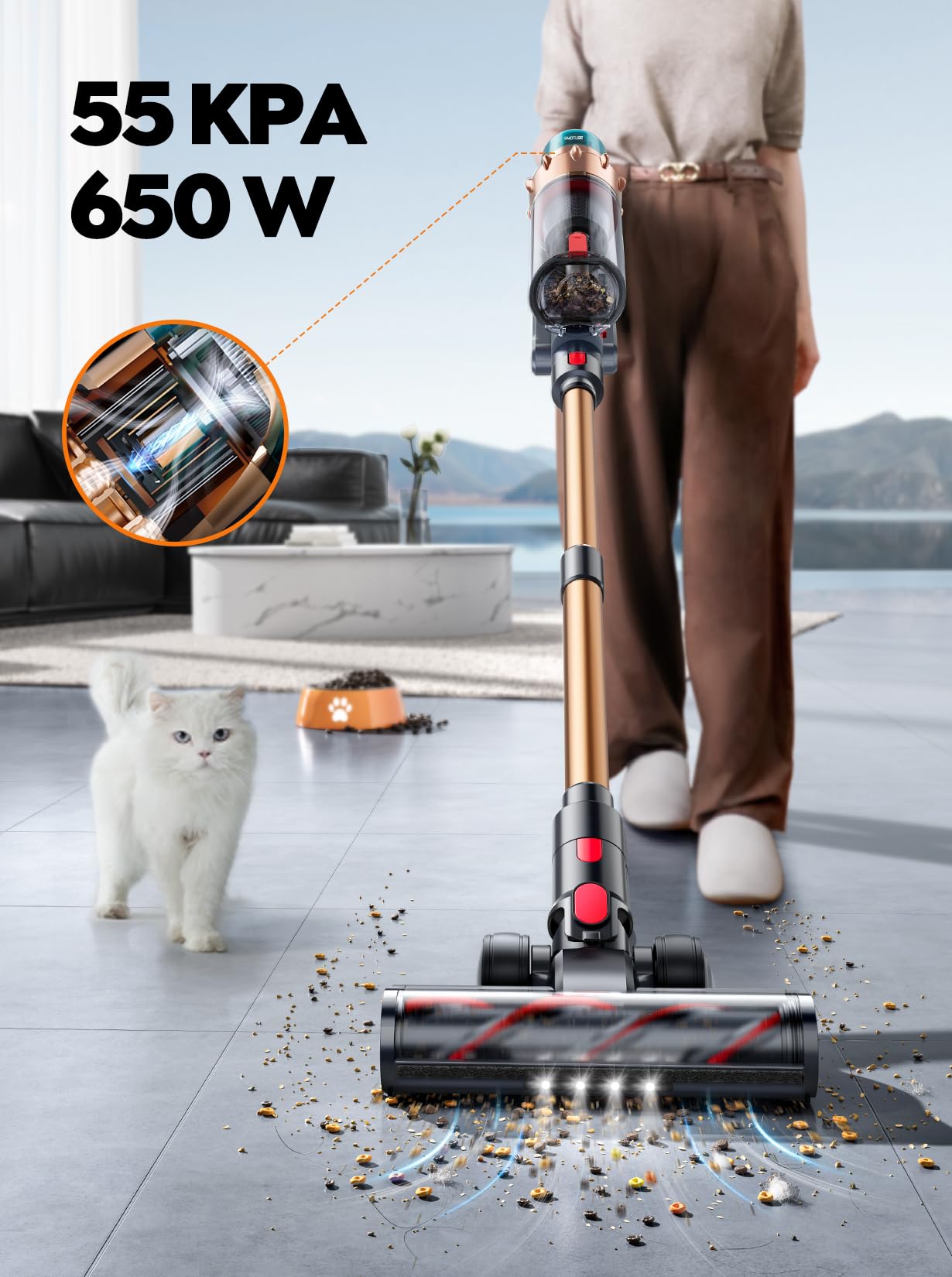 SMOTURE shows 70-minute runtime for extended cleaning sessions