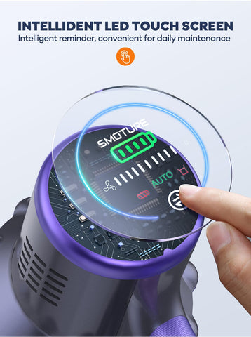 SMOTURE cordless vacuum with two removable batteries for extended cleaning sessions