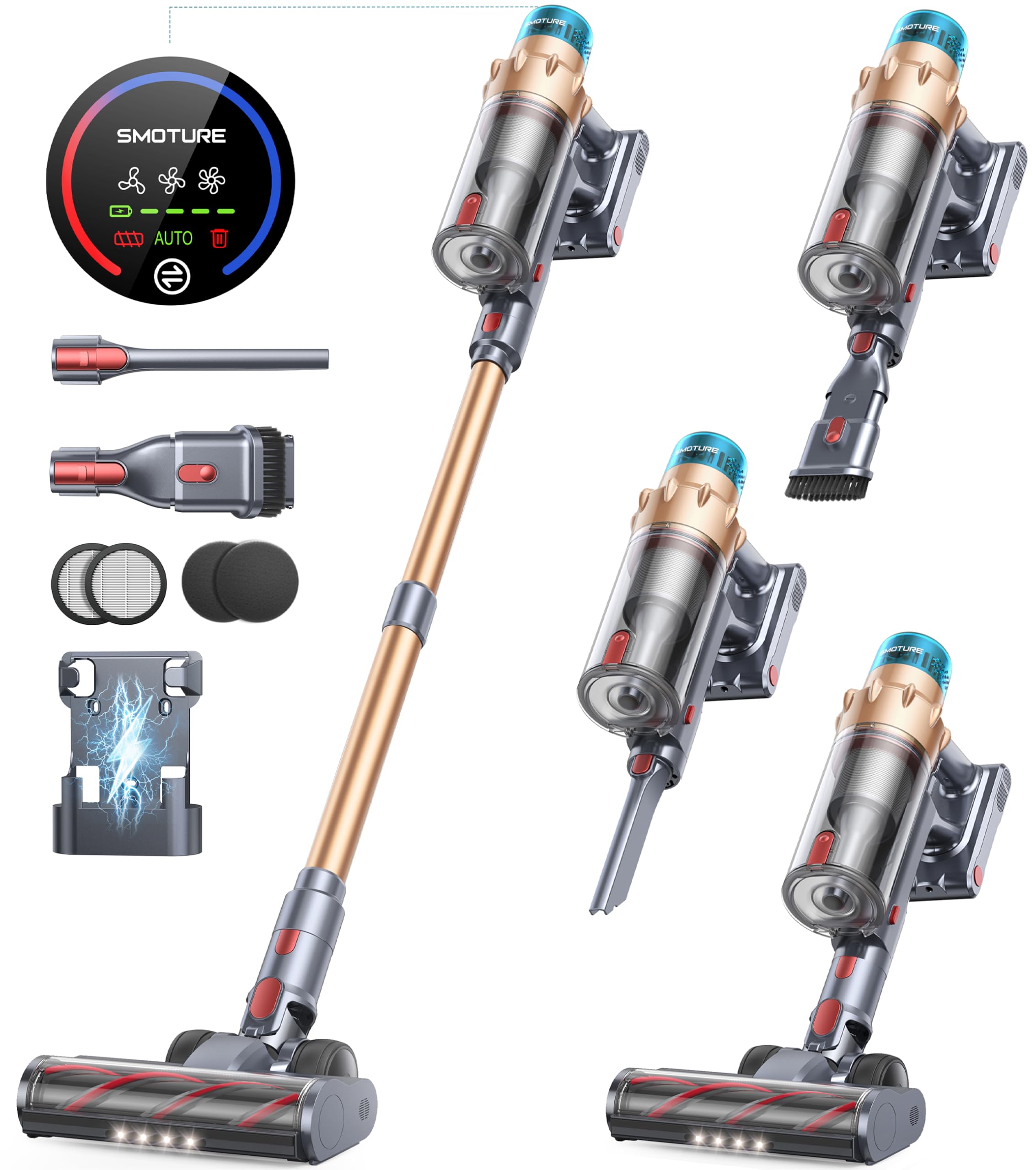 SMOTURE cordless vacuum with 650W suction powering deep cleaning across surfaces