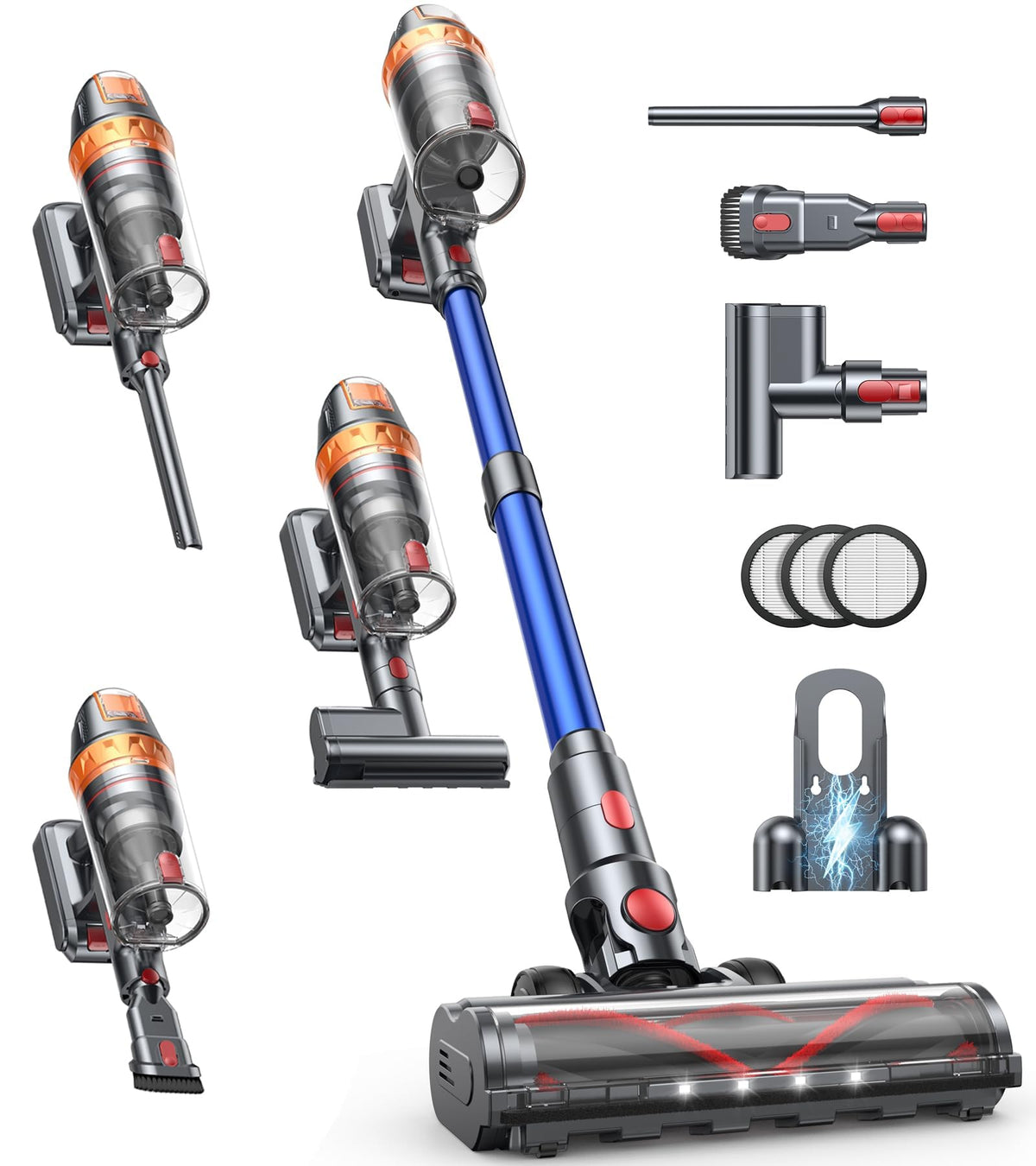 SMOTURE cordless vacuum with 650W motor powering deep carpet cleaning