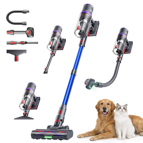 SMOTURE cordless vacuum cleaner showing 650W suction for deep carpet cleaning.