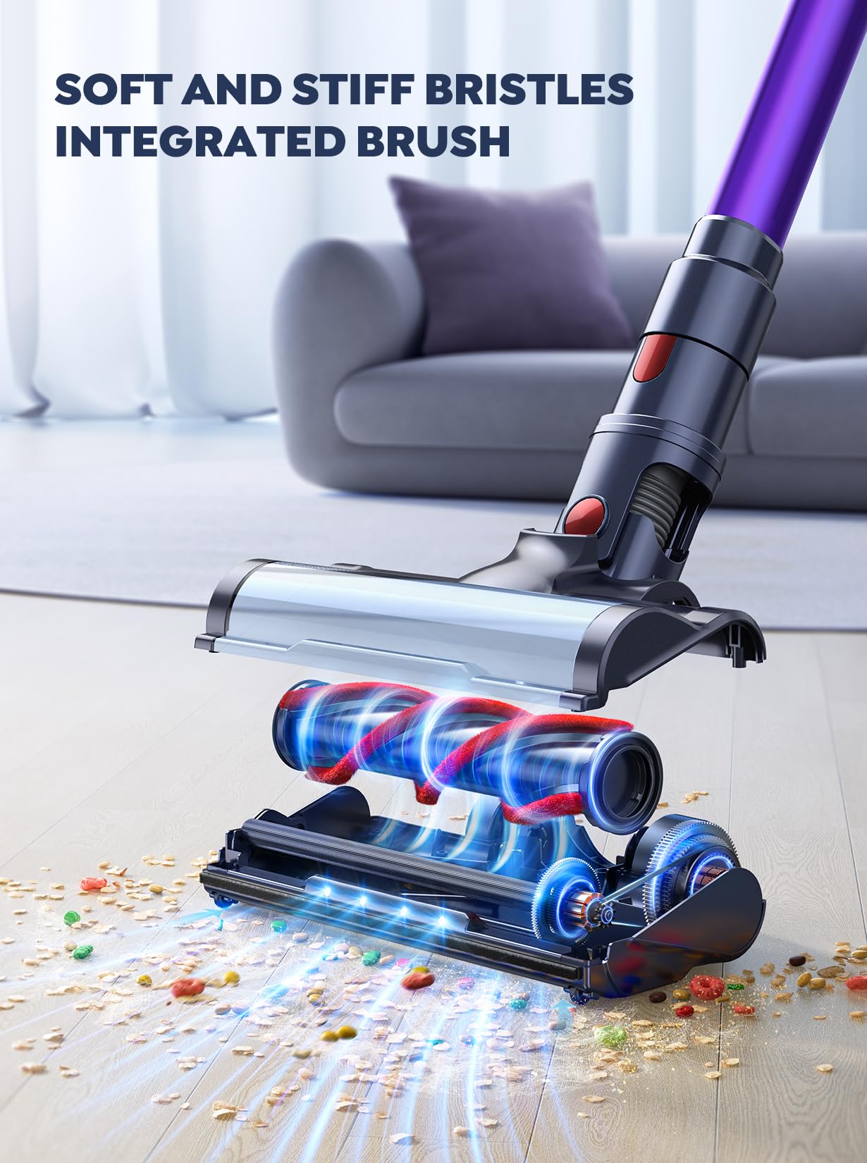 SMOTURE intelligent suction auto-adjusts for carpet and hard floors