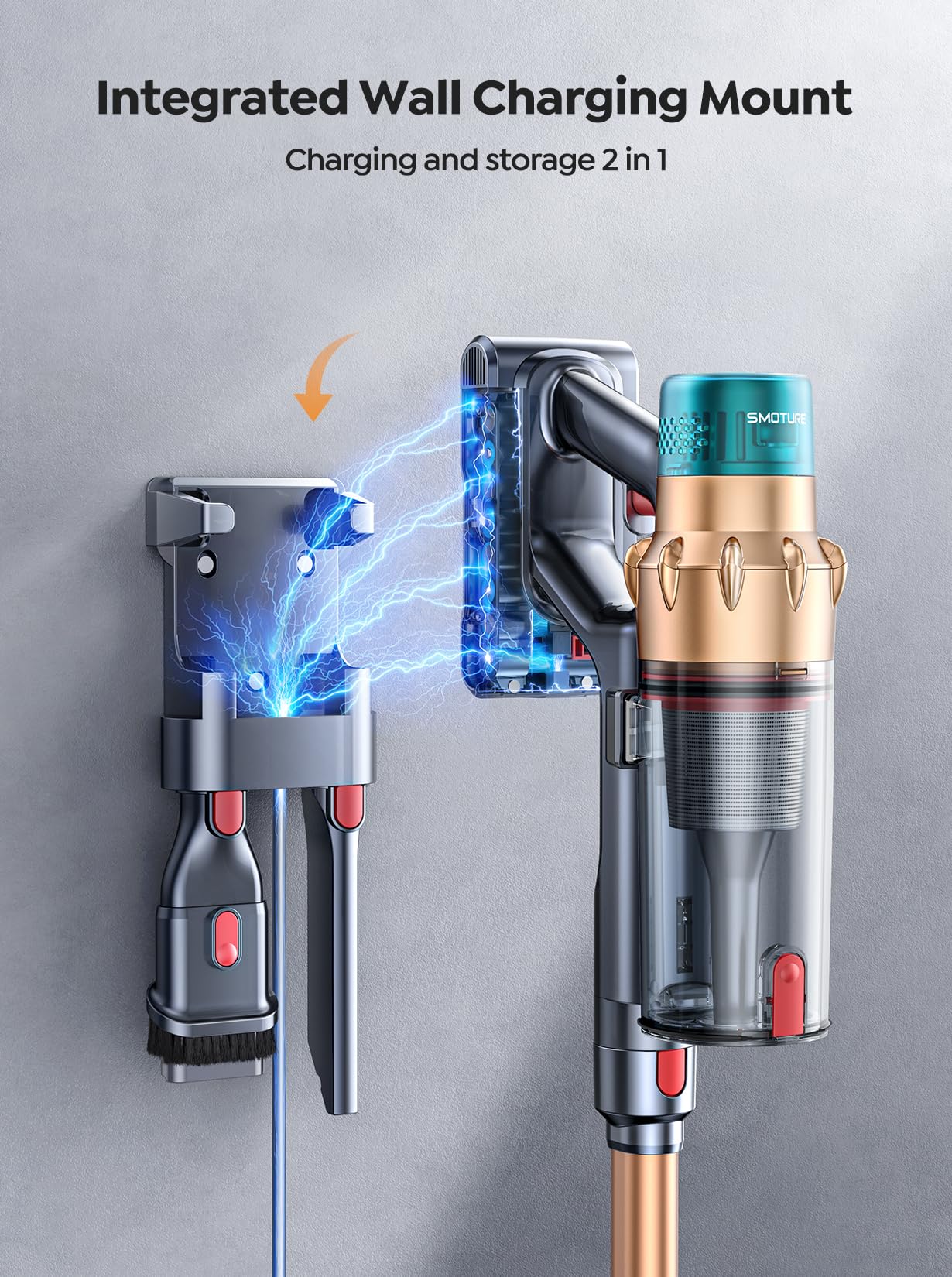 SMOTURE cordless vacuum wall mount keeps tools organized and charged