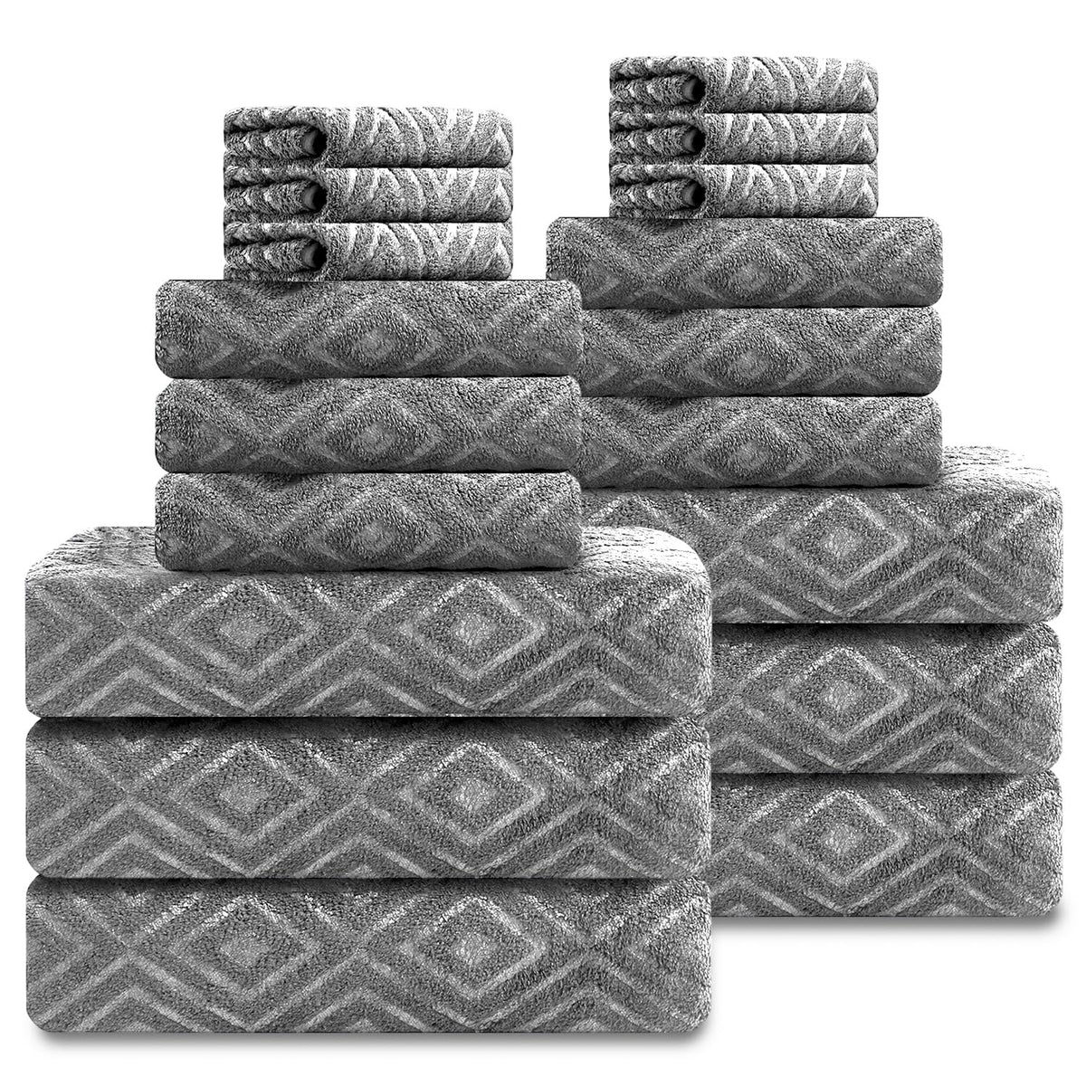Smuge 18-piece towel set packaging shows full kit for your bathroom