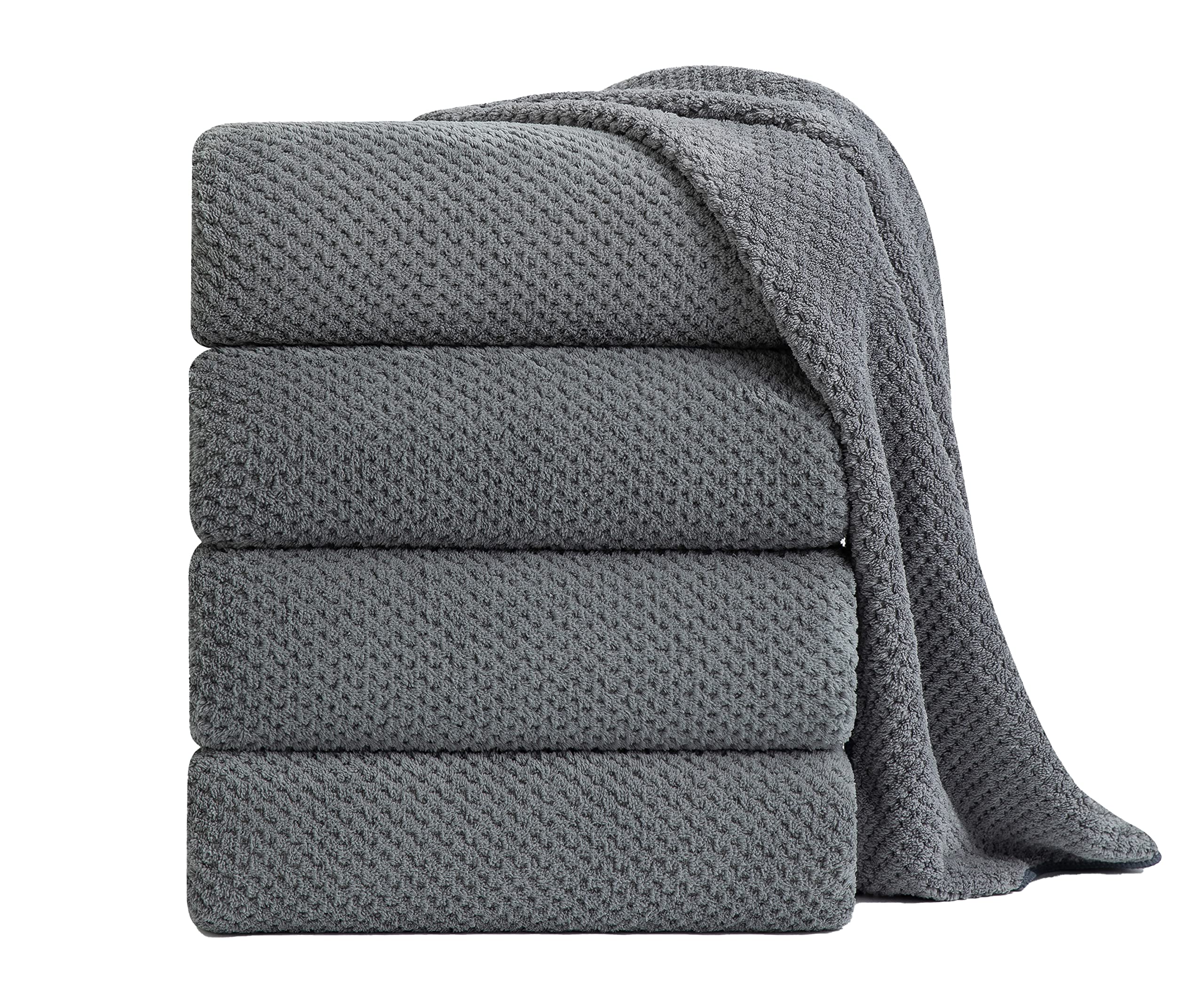 Smuge extra-large 35x70 gray bath towels pack of four for lounge and drying