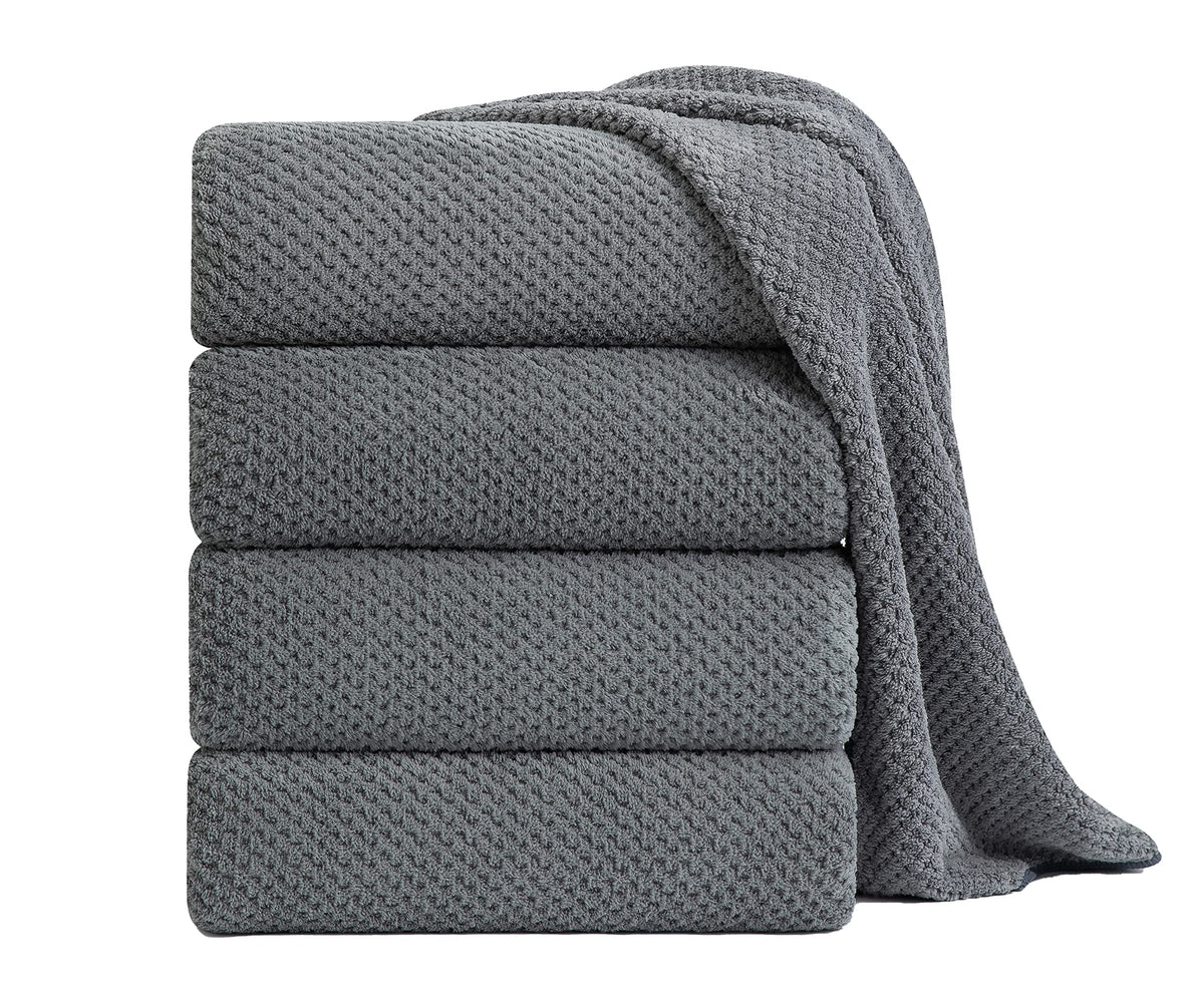 Smuge extra-large 35x70 gray bath towels pack of four for lounge and drying