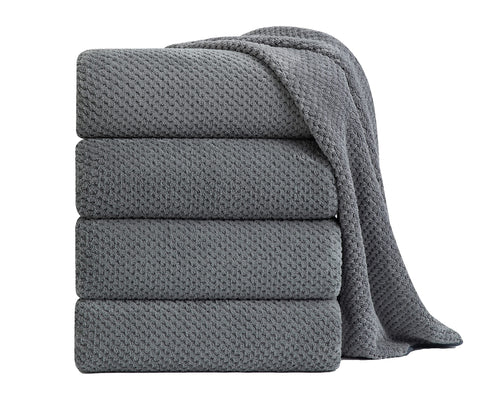 Smuge extra-large 35x70 gray bath towels pack of four for lounge and drying