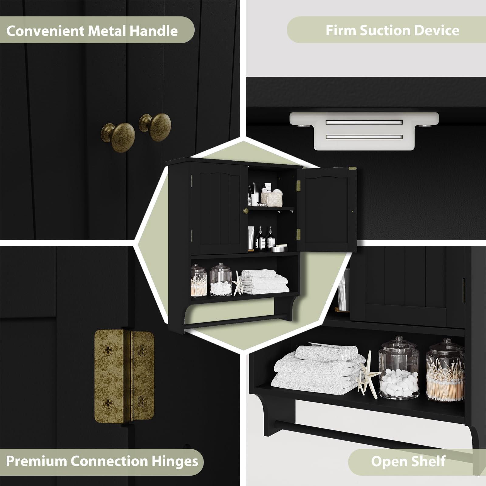 Smuxee black MDF finish cabinet combines durability with modern style