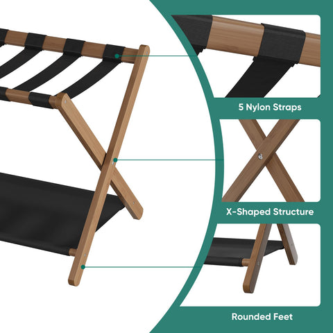 Smuxee luggage rack viewed from the side to highlight sturdy construction.