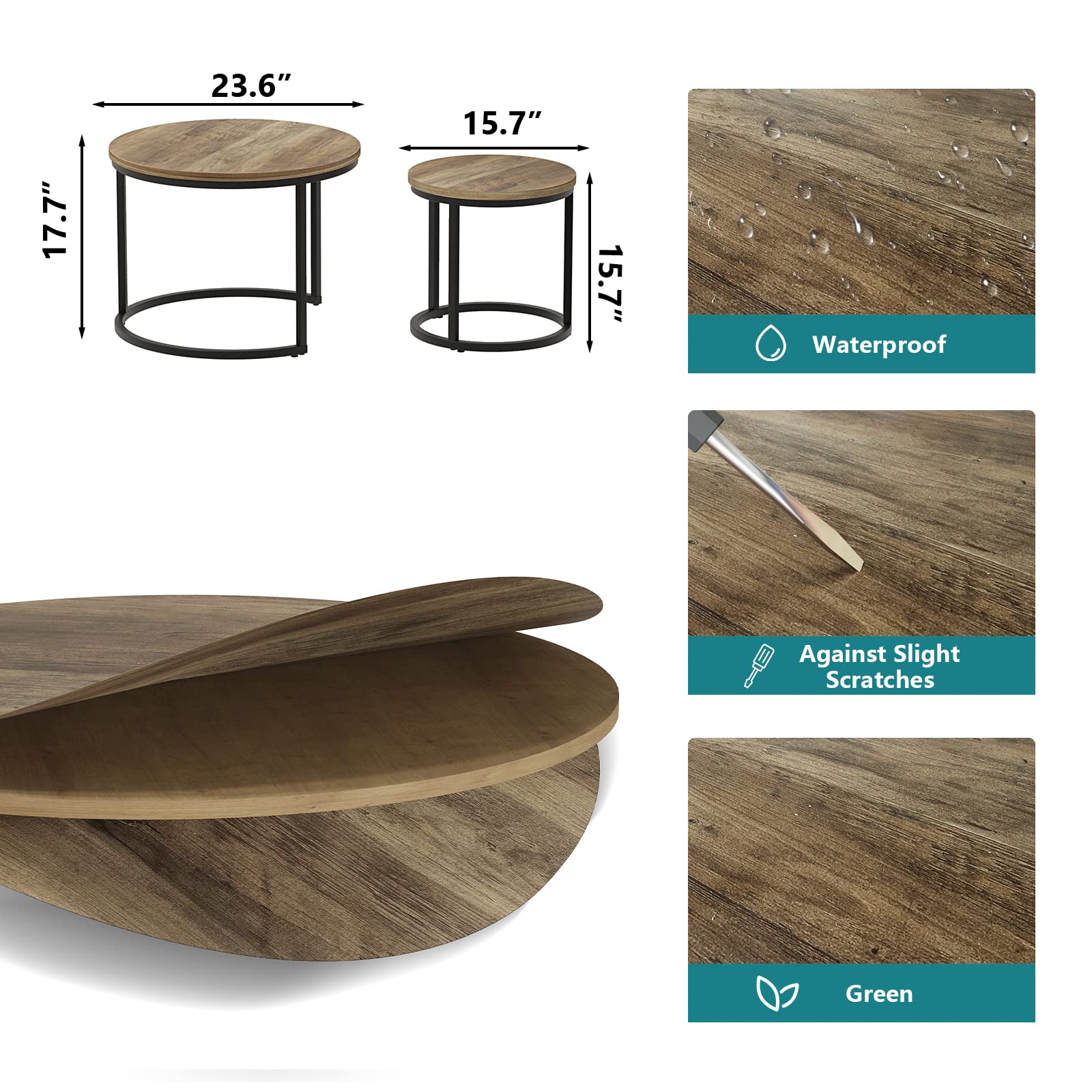 Smuxee Nesting Table Matte Black Base complements industrial interiors