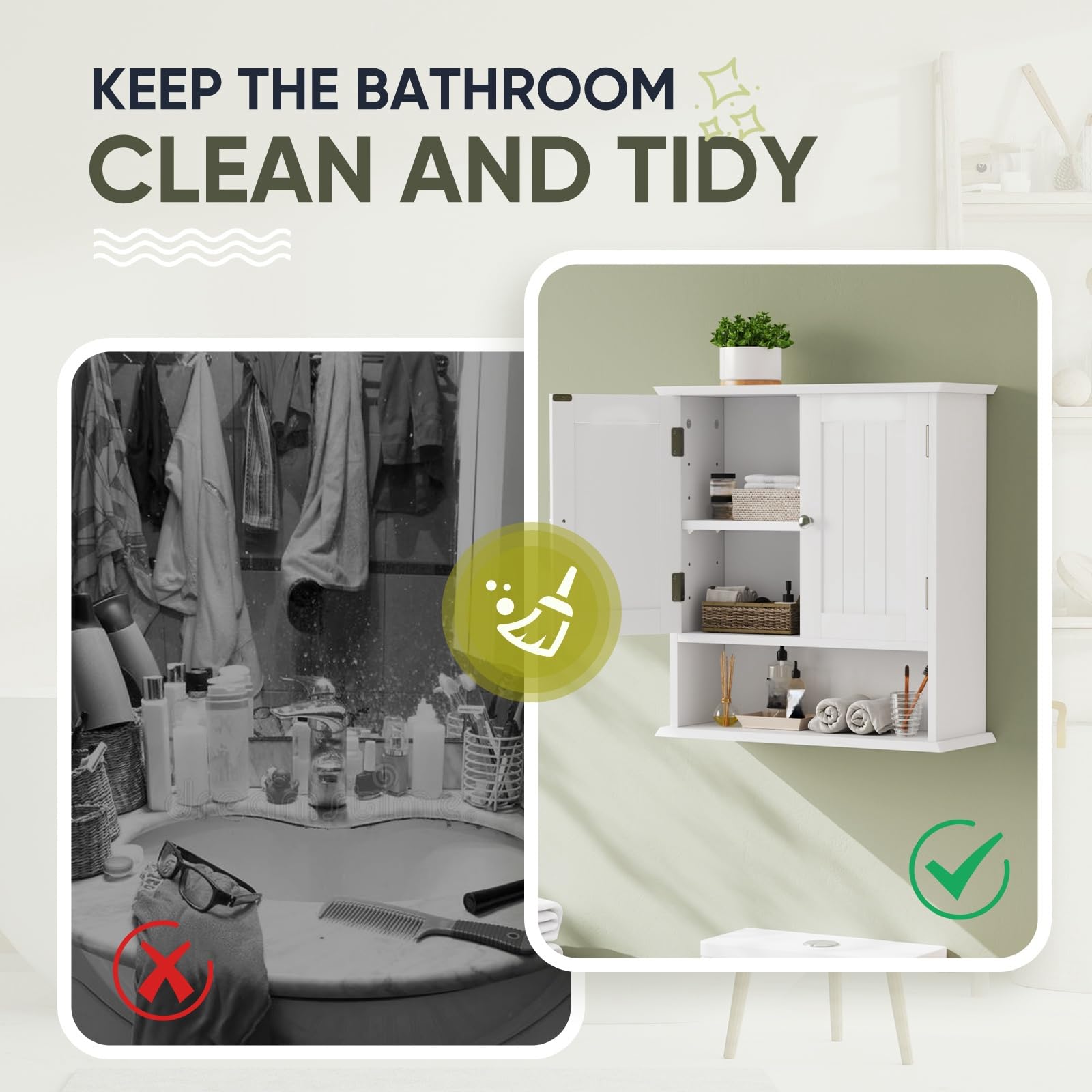 Smuxee space-saving wall mount frees floor space over the toilet.