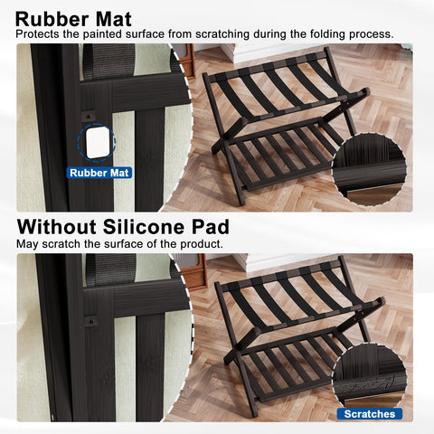 Smuxee upper shelf holds heavy suitcases up to 150 lbs securely.
