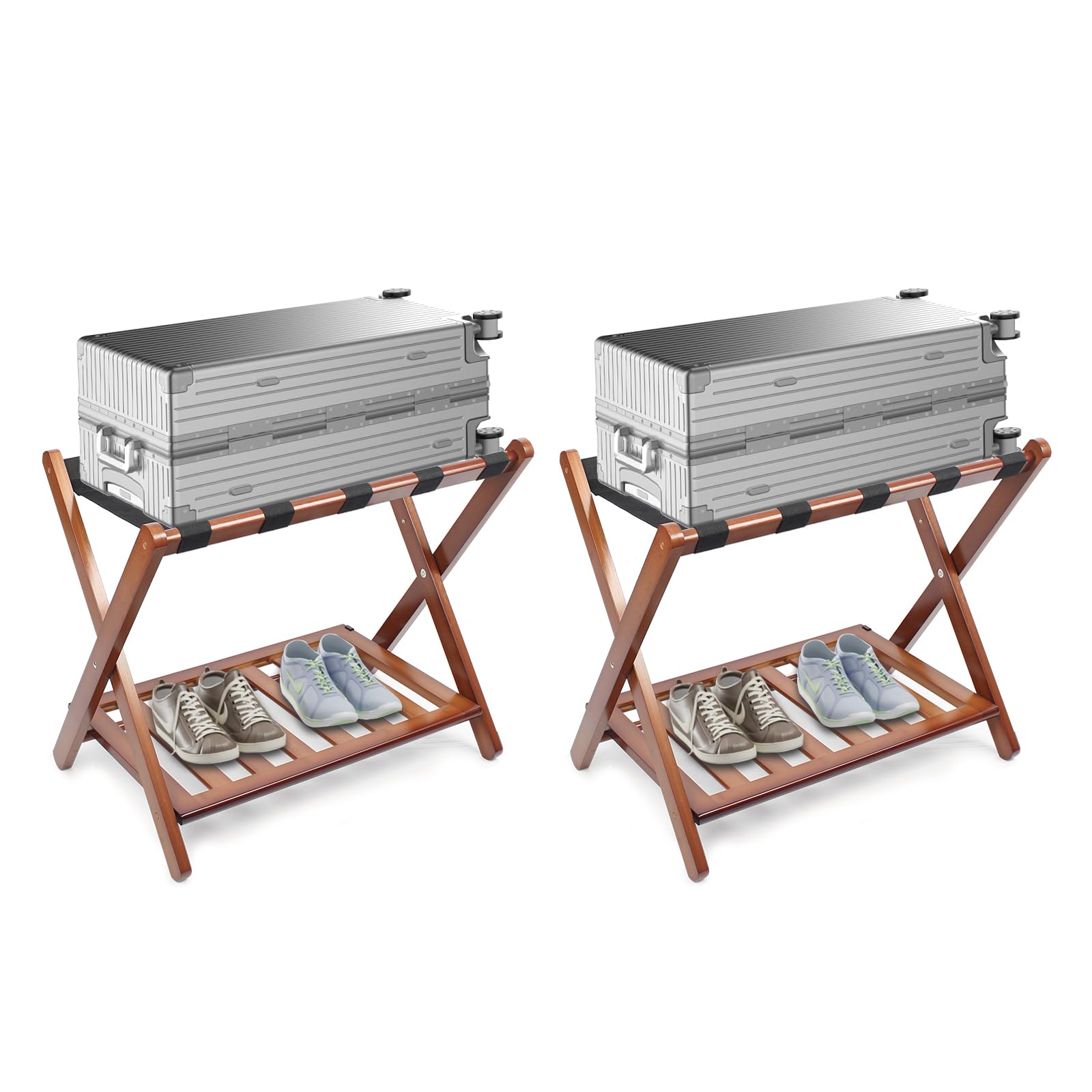 Smuxee luggage rack setup in a hotel room or guest suite