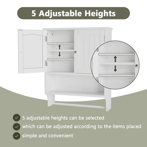 Smuxee adjustable shelves set at five heights for flexible organization.