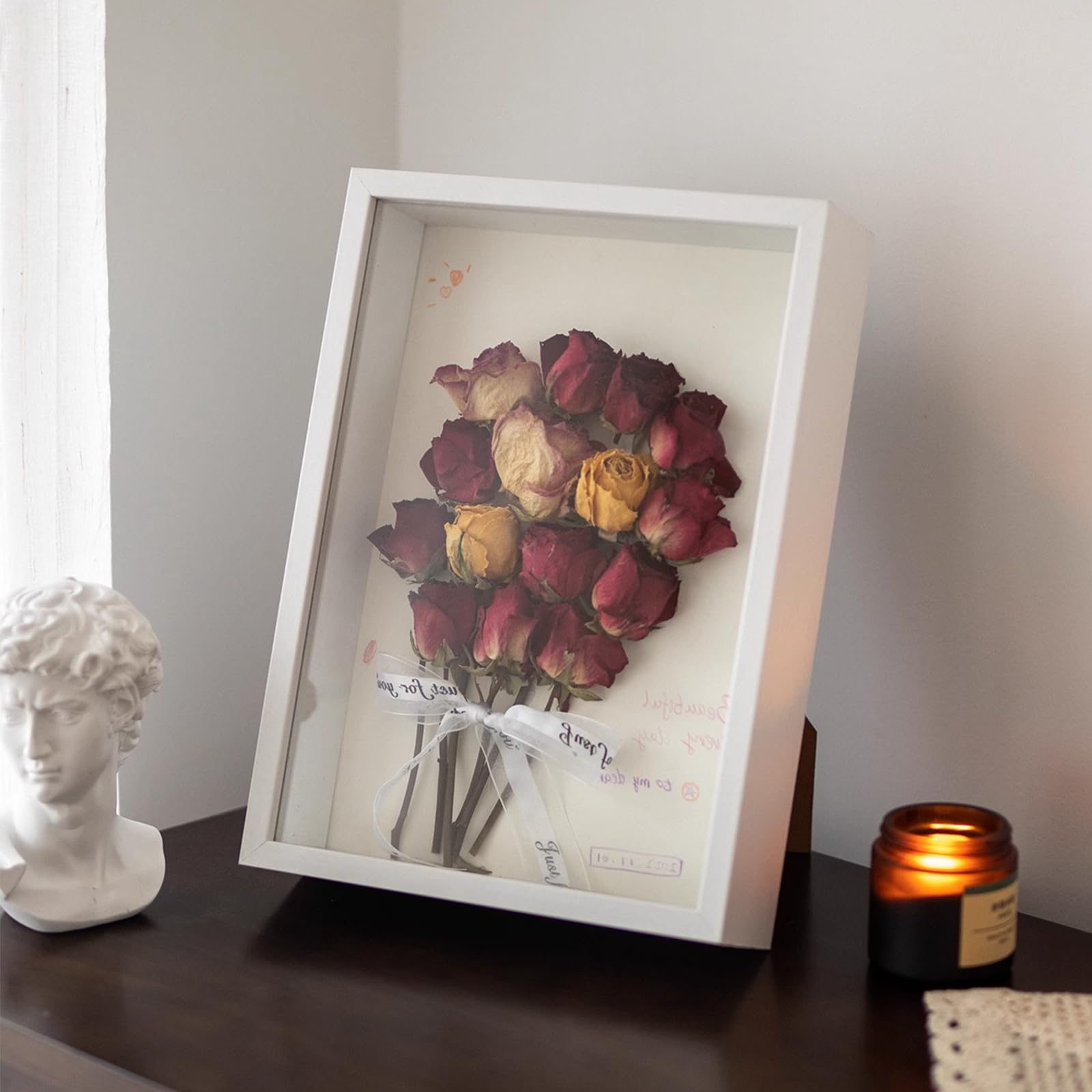 SMZCTYI 8x10 shadow box close-up showing tempered glass