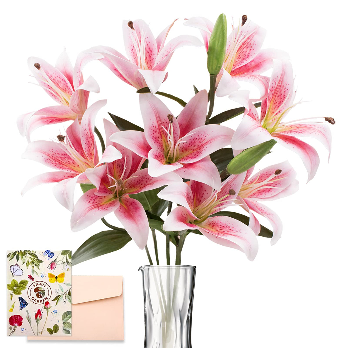 SNAIL GARDEN artificial lily nine heads deliver a dramatic full-bloom look for living spaces.