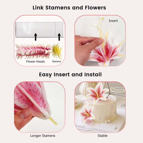 SNAIL GARDEN lily head with extended stamen for secure cake toppers.