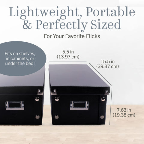 Capacity up to 52 DVD cases inside the two-box unit.