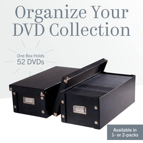 Lid in place on a Snap-N-Store DVD storage box protecting discs.