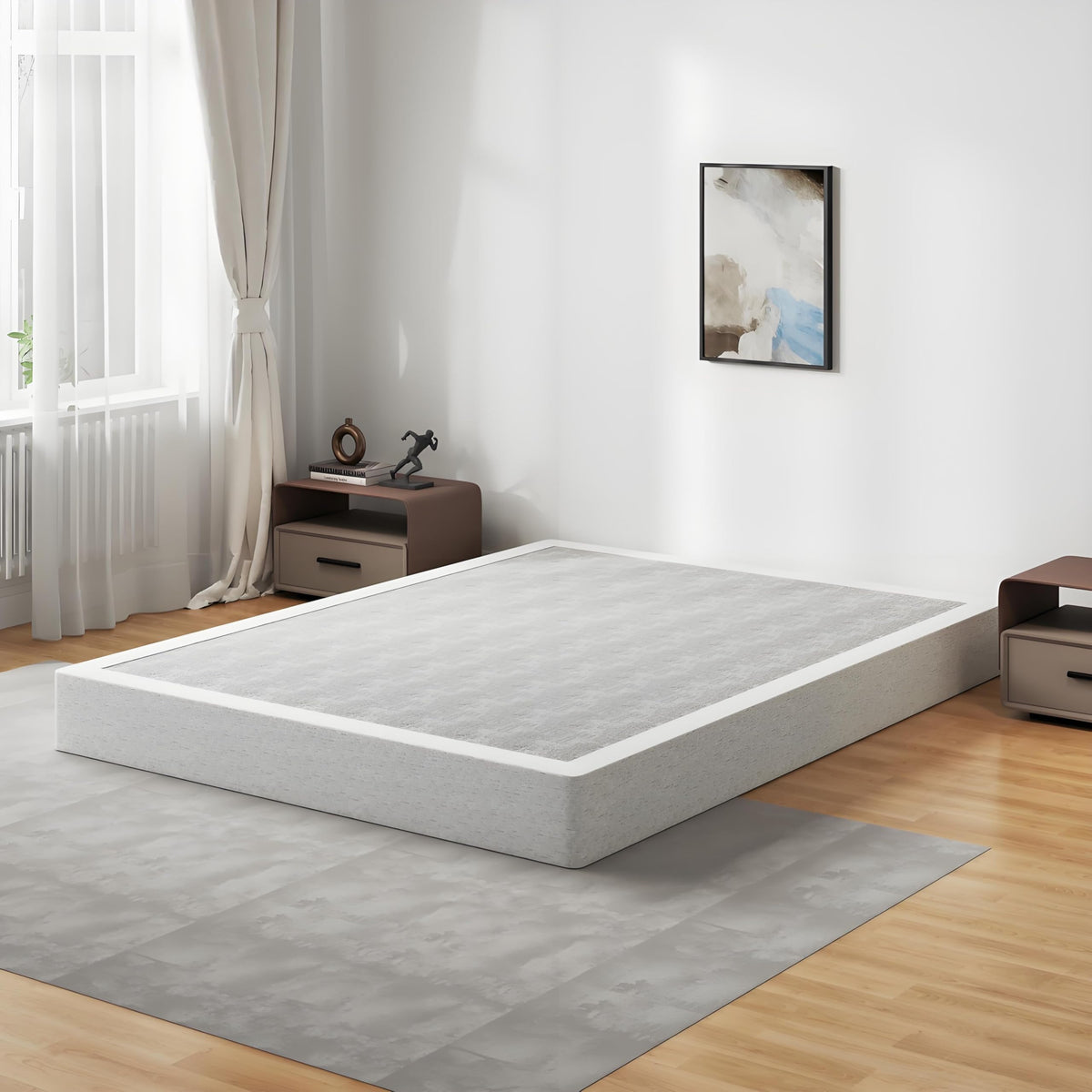 Snaye 7-inch queen box spring side view showing sturdy mattress support