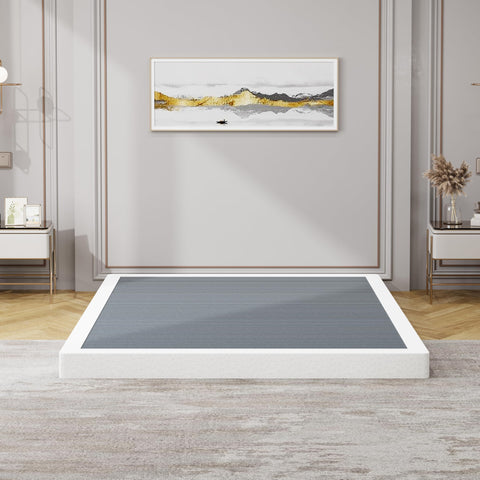 Snaye bed base elevates the mattress beneath with a slim profile.