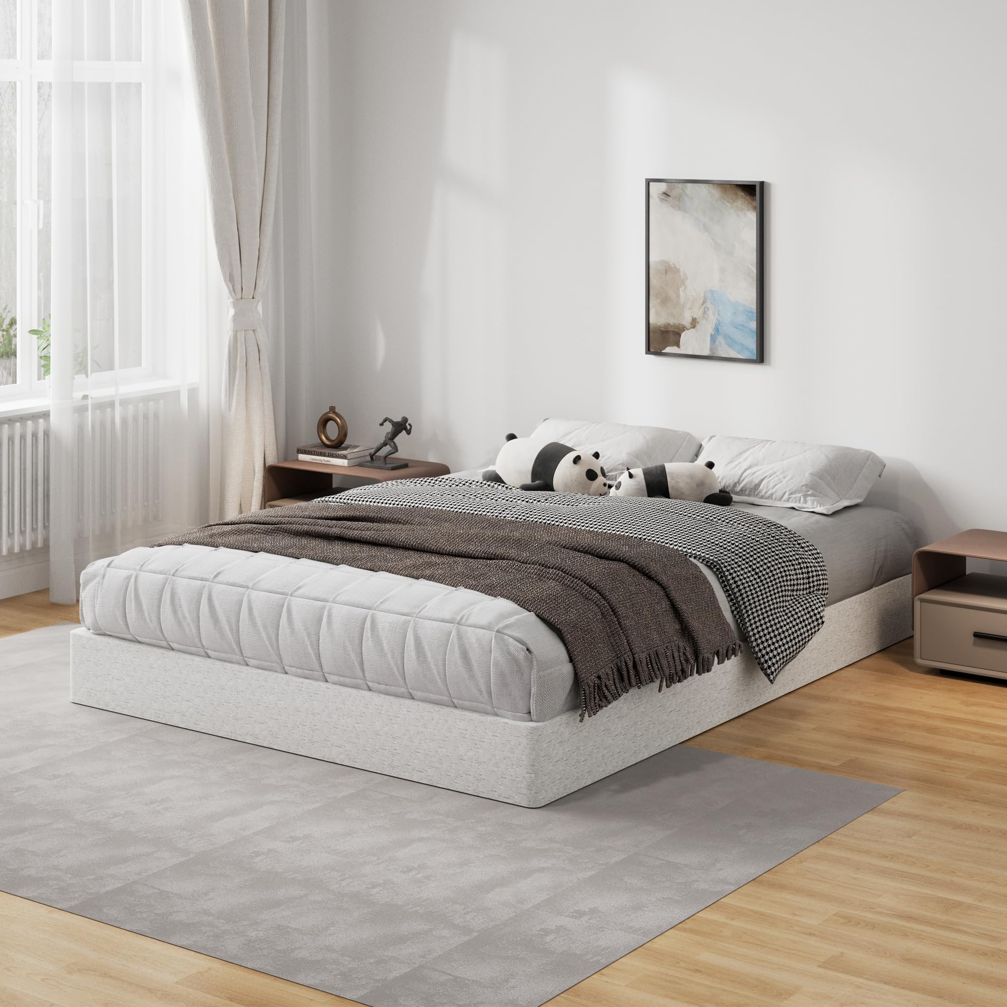 Snaye box spring cover attached for wrinkle resistance
