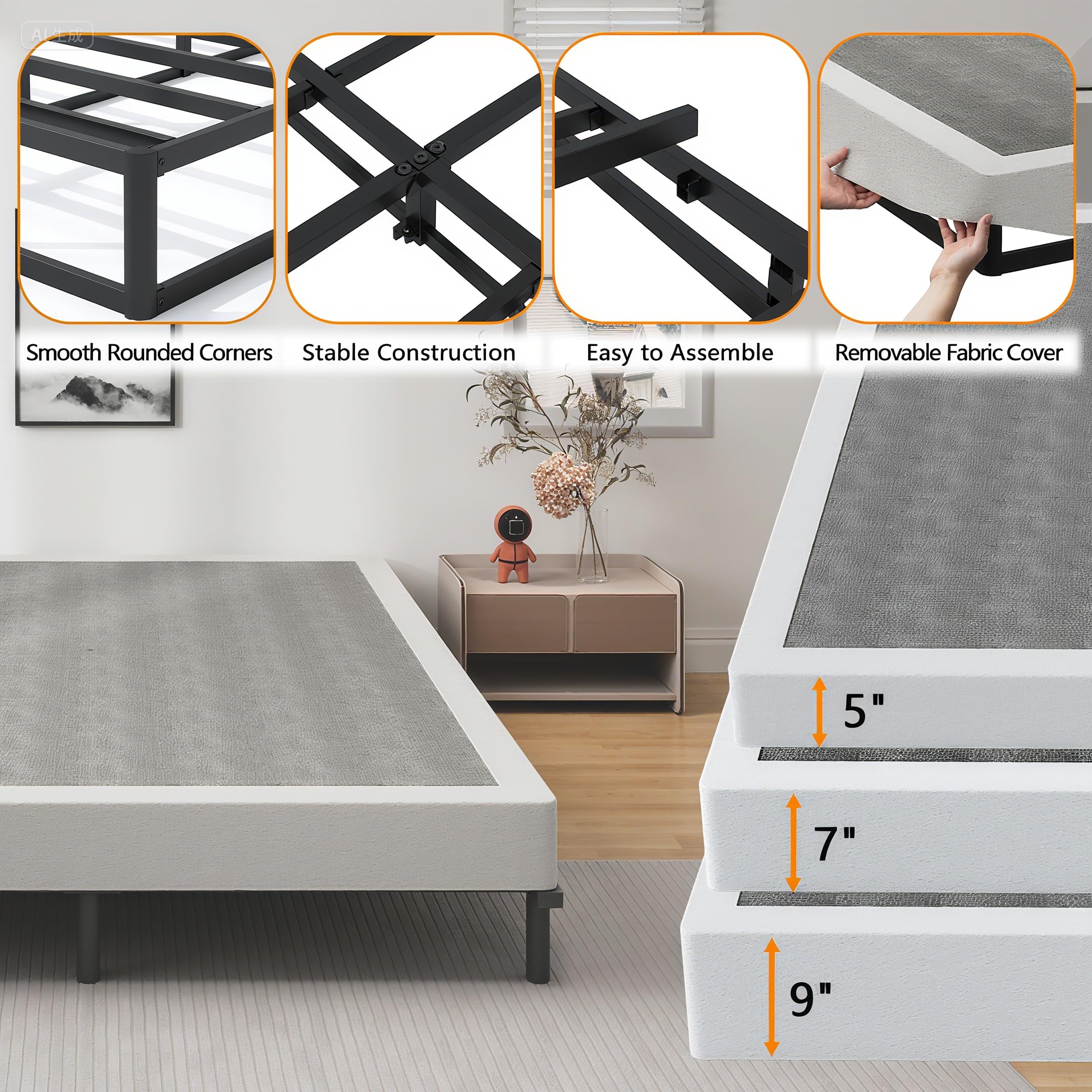 Snaye box spring silent design ensures a quiet night’s rest.