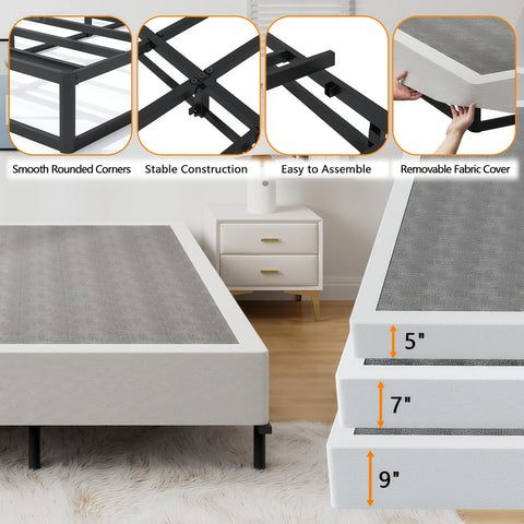 Snaye full box spring shown with easy tool-free assembly setup.