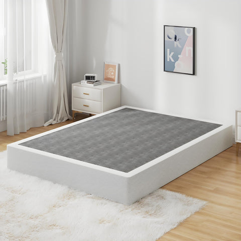 Snaye queen box spring assembly shows quick tool free setup for any queen bed