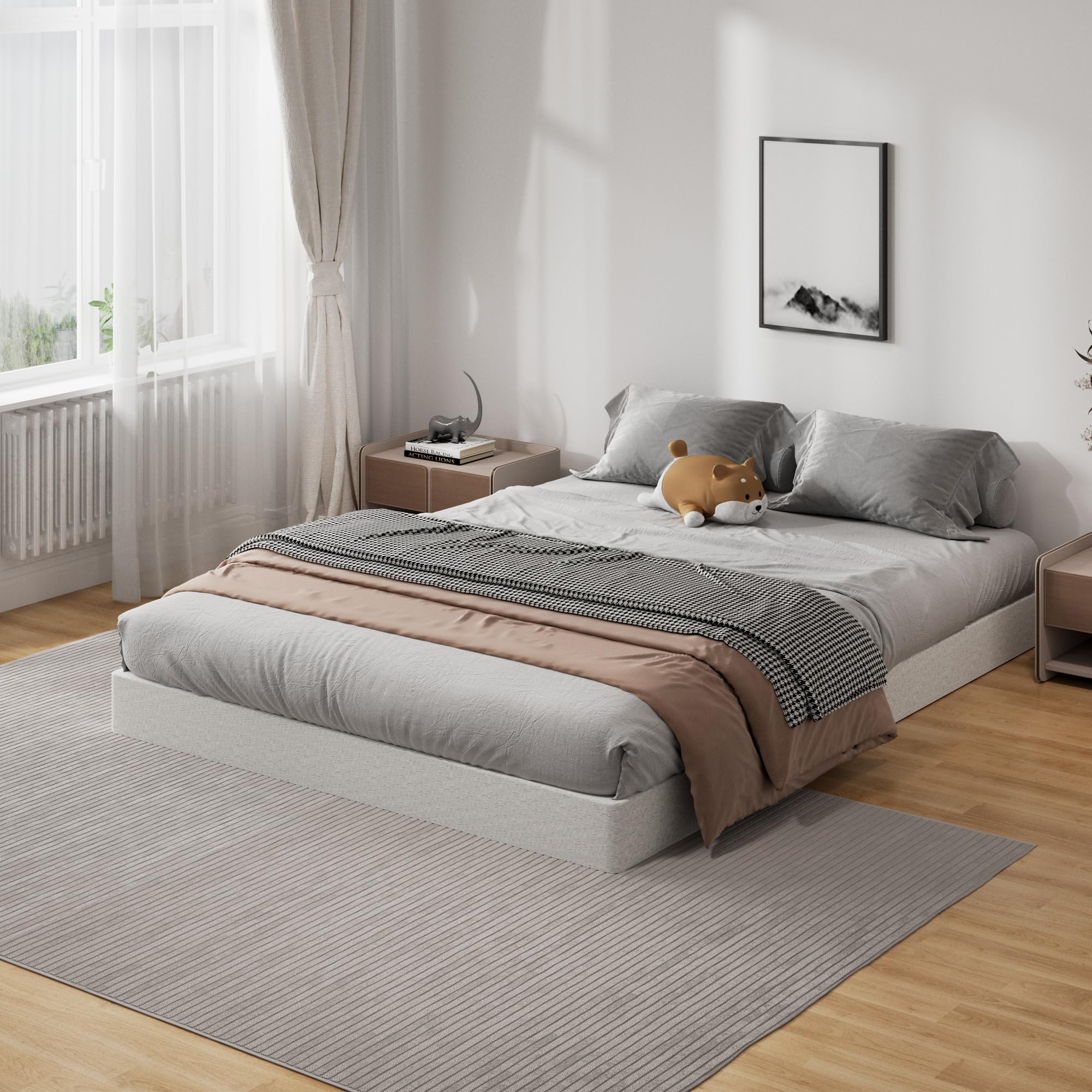 Snaye queen box spring cover protects and keeps the bed tidy.