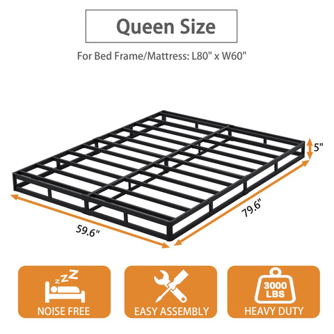Snaye queen box spring metal foundation enhances durability and long-lasting mattress foundation.