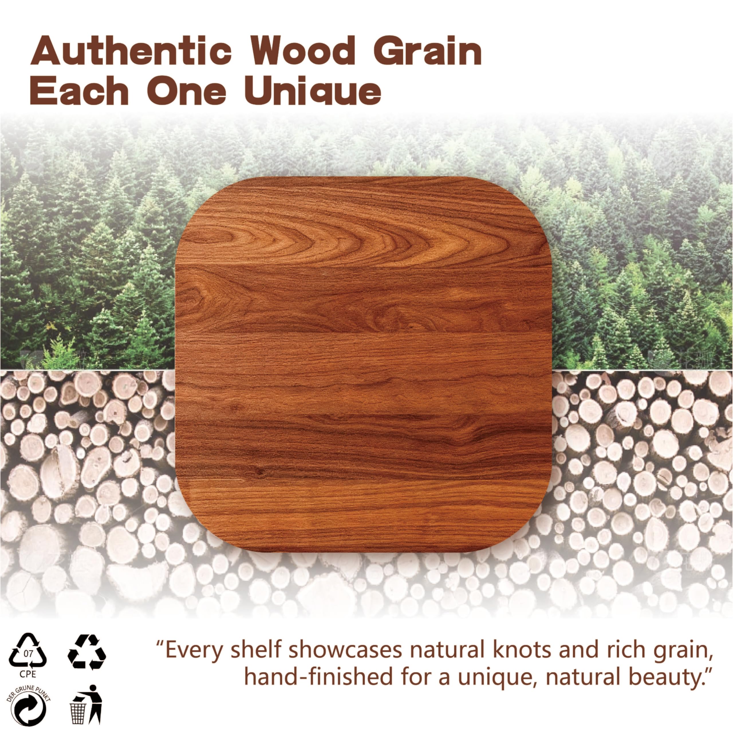 Sniffury solid wood floating shelf 23.6in close-up grain reveals natural knots