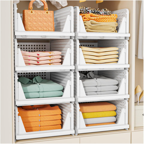 SNSLXH 5-pack stackable closet basket top view for shelf organization