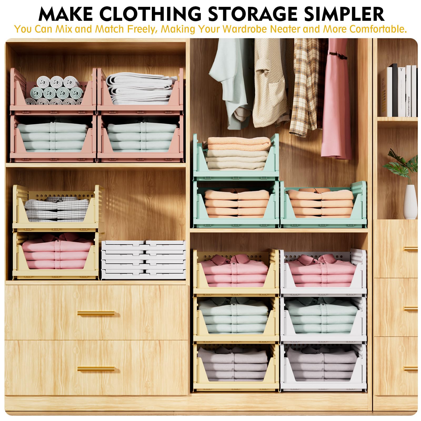 SNSLXH foldable closet bin open top for easy access.
