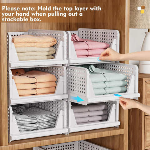 SNSLXH stackable closet bins for multi-layer storage configurations.