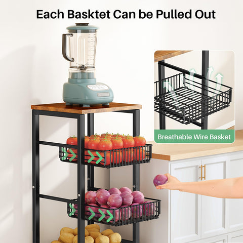 SNTD fruit basket pull-out baskets extended demonstrating easy access to contents.