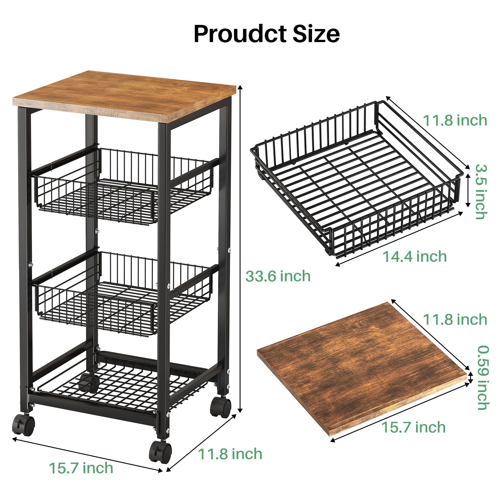 SNTD fruit basket wood-top surface showing space for small appliances and jars.
