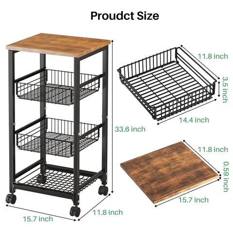 SNTD fruit basket wood-top surface showing space for small appliances and jars.