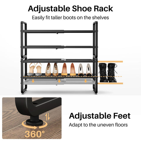 SNTD shoe rack heavy-duty metal keeps shape.
