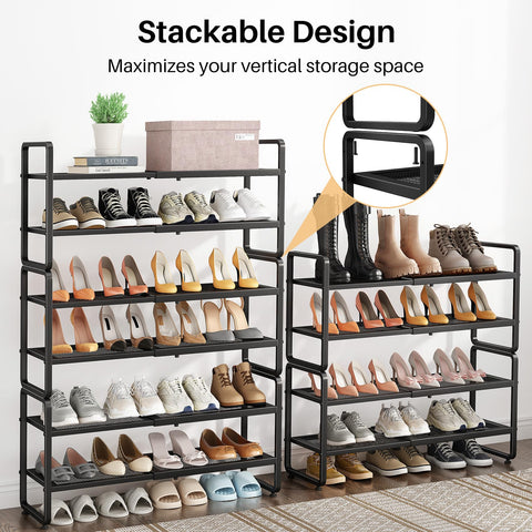 SNTD shoe rack heel-friendly shelves prevent tipping.