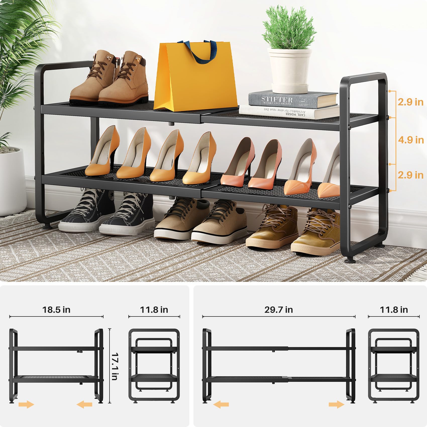 SNTD mesh shelves keep heels stable and organized
